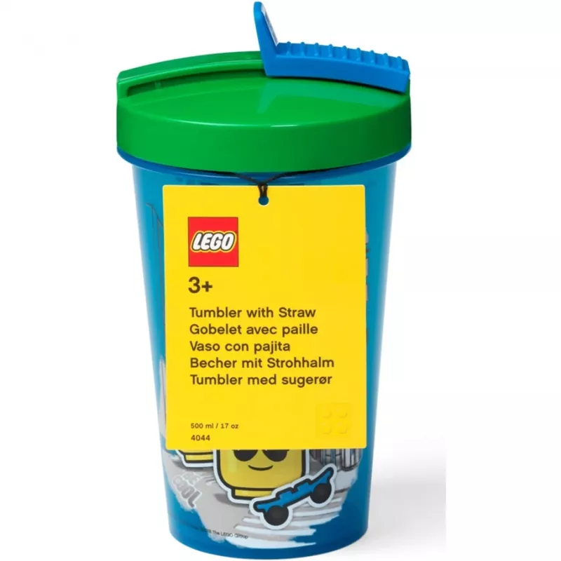 Room Copenhagen LEGO juomamuki pillillä Iconic Boy vaaleansininen (sininen/vihreä, 500 ml)