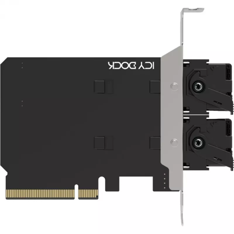PCIe-sovitinkortti icybox MB312M4P-B — 2× M.2 NVMe PCIe 4.0 x8 -väylään (bifurkaatio)