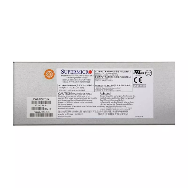 Virtalähde Supermicro PWS-920P-1R2 920 W
