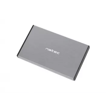 Ulkoinen HDD/SSD-kotelo NATEC Rhino GO — 2,5 tuumaa SATA, 9,5 mm, USB 3.0, alumiini, harmaa, jopa 4 TB