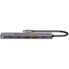 USB Type-C -keskitin CANYON DS-17 — HDMI, USB 3.2 Gen 1 A, USB-C, MicroSD, 10000 Mbit/s, harmaa