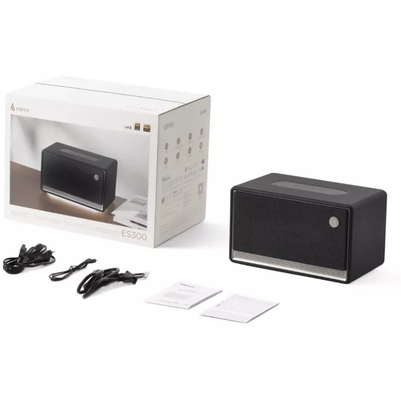 Juhlakaijutin Edifier ES300 musta – 2-tie, 60 W RMS, Bluetooth LDAC/SBC, USB-A, kiertosäädin