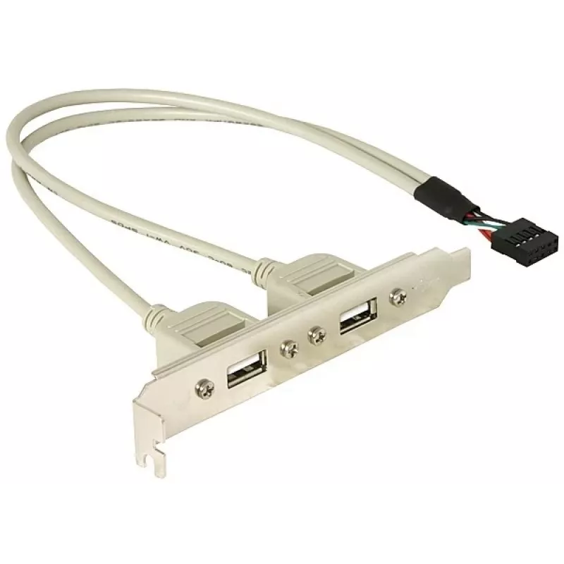 Slotbracket 1x sisäinen USB 5-Pin 2x ulkoiseen USB 2.0 DeLOCK 71000
