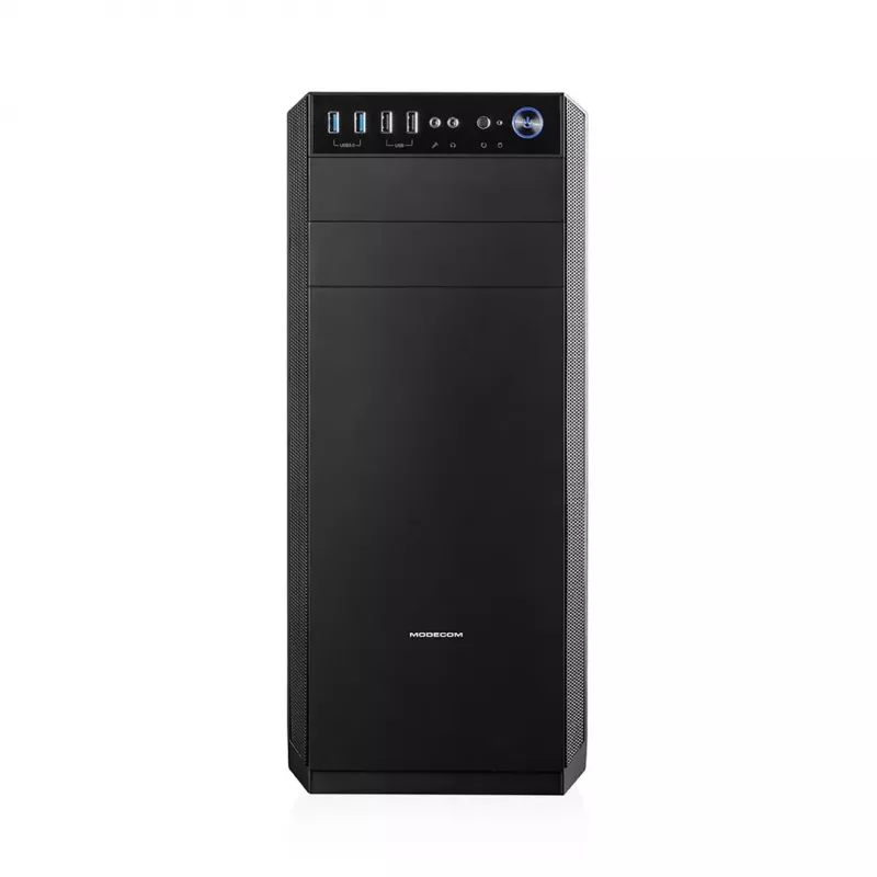 PC-kotelo MODECOM Oberon Pro Midi Tower — musta, tukee ATX/microATX/ITX, 7 laajennuspaikkaa, jopa 395 mm GPU, 5 HDD/3 SSD-paikkaa
