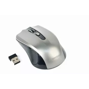 Langaton hiiri GEMBIRD MUSW-4B-04-BG — oikeakätinen, optinen 1600 DPI, 4 painiketta, RF Wireless, musta/harmaa