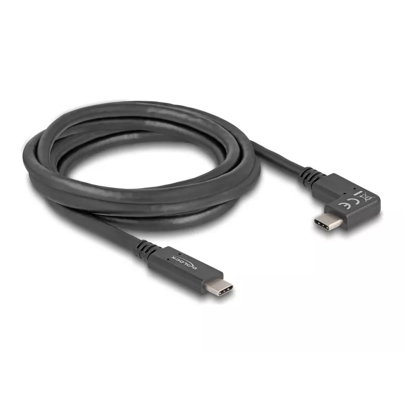 DeLOCK USB-kaapeli USB Type-C uros - USB Type-C uros kulma 2 m 5 Gbit/s 4K PD 60 W