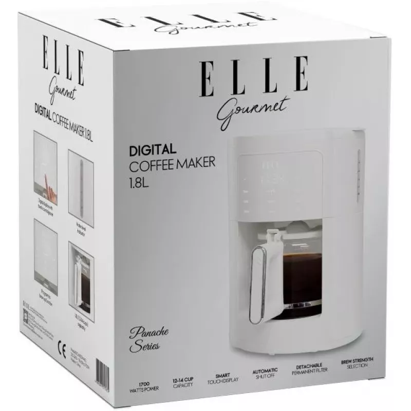 Pour-over-kahvinkeitin Elle EKCMP301WHEU 1,8 l valkoinen suodatinkahvinkeitin