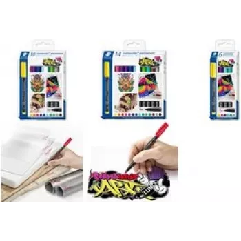 Pysyvä merkkiaine Staedtler Lumocolor 317 C10 värit lajiteltu 10 kpl