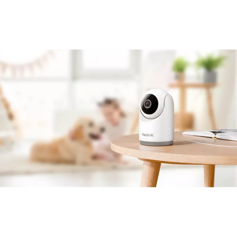 IP-valvontakamera Reolink E331 — sisäkäyttöön tarkoitettu turret, 2880×1616, 4 mm objektiivi, 87,5° vaakasuora, WLAN, katto-/pöytäasennus