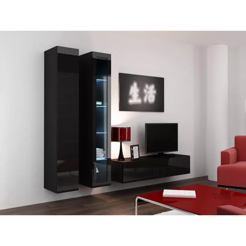 Cama-vitriini VIGO '180' 180/40/30 musta/musta kiiltävä