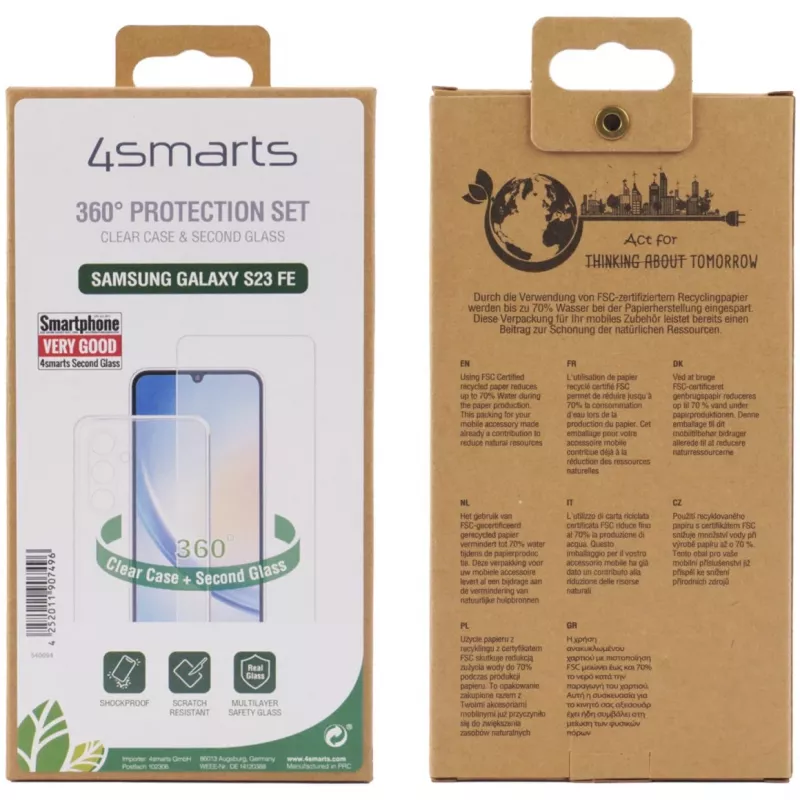 4smarts 540694 -kotelo Samsung Galaxy S23 FE:lle, iskunkestävä, naarmuuntumaton, läpinäkyvä