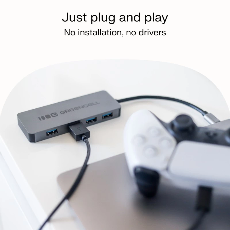 USB-keskitin Green Cell HUB-GC-C4A — 4-porttinen USB-C 3.0 -keskitin