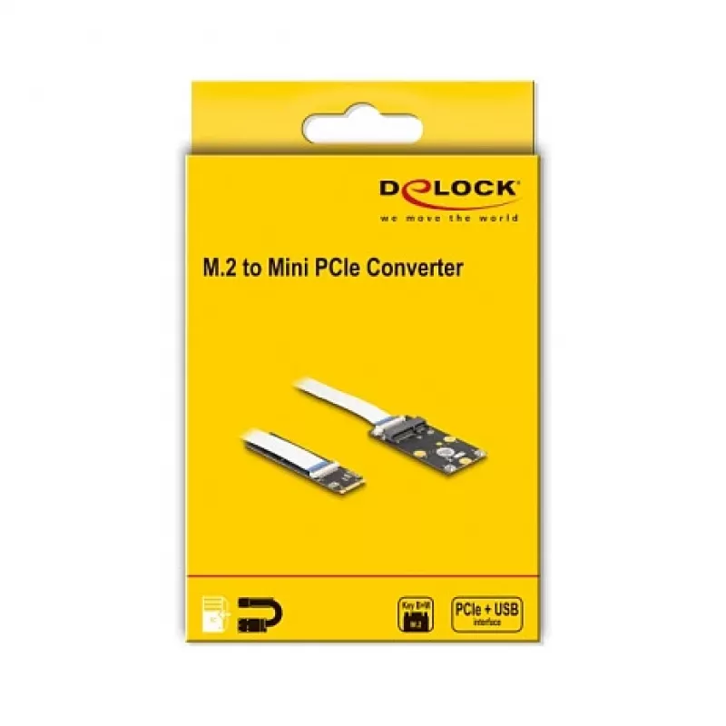 DeLOCK muunnin M.2 Key B+M uros Mini PCIe paikkaan joustava kaapeli