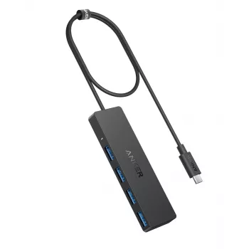 USB-keskitin Anker Ultra ohut A8309G11 — USB Type-C -isäntä, 3× USB 3.2 Gen 1 Type-A, kompakti 103×30×10 mm, musta
