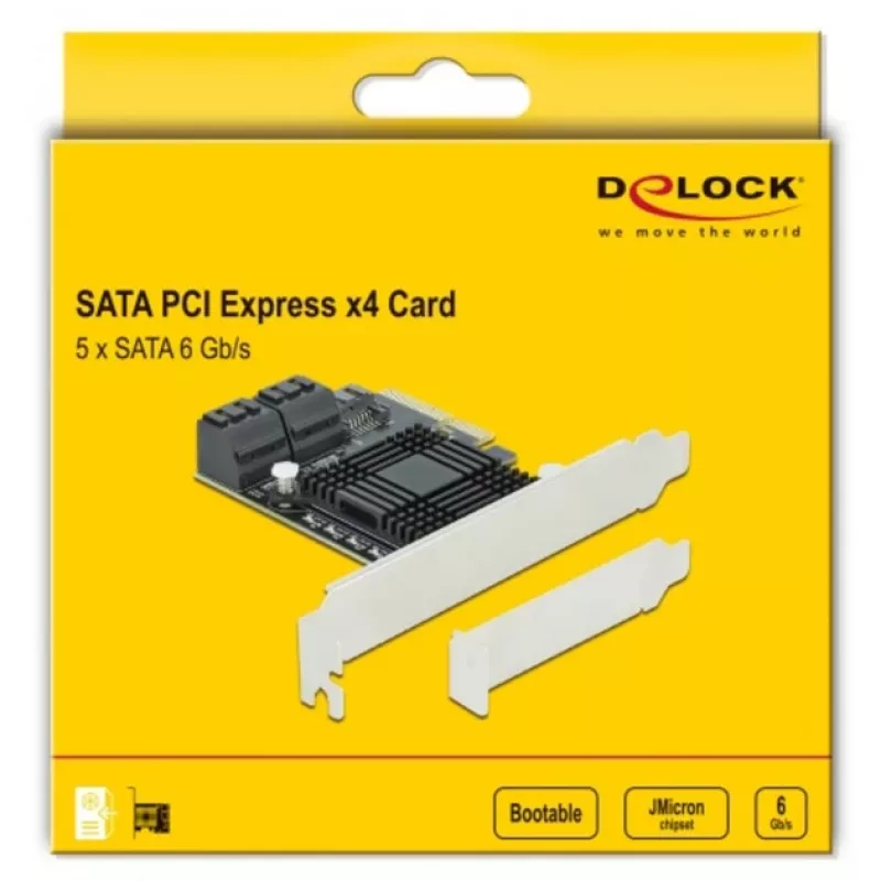 SATA PCI Express x4 -kortti DeLOCK 5 porttia matala profiili