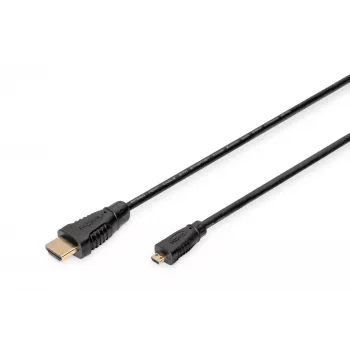 Digitus ASSMANN - HDMI-kaapeli Ethernetillä - 19 pin micro HDMI Type D uros HDMI uros - 1 m - kolmoiseristys - musta (AK-330115-010-S)