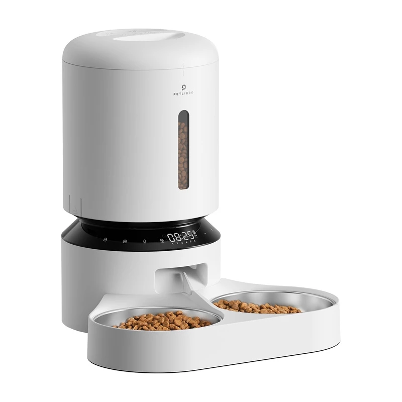 Automaattinen ruokinta-automaatti Aptel Granary kaksoiskupilla 5 L, valkoinen
