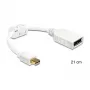 DisplayPort-kaapeli DeLOCK 65427 Mini DisplayPort 0,21 m valkoinen