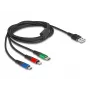 DeLOCK 90156 USB-latauskaapeli 3-in-1, Type-A - Lightning / Micro USB / USB Type-C, 2 m, monivärinen