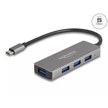 DeLOCK 63173 USB-keskitin Type-C 5000 Mbit/s musta