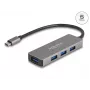 DeLOCK 63173 USB-keskitin Type-C 5000 Mbit/s musta