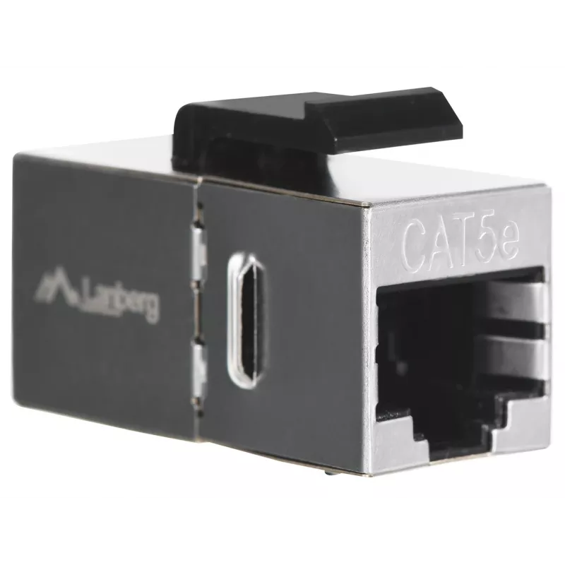 Keystone-moduuli LANBERG KSF5-3000 — Cat5e F/UTP -lattakaapeli, RJ-45-naaras, musta