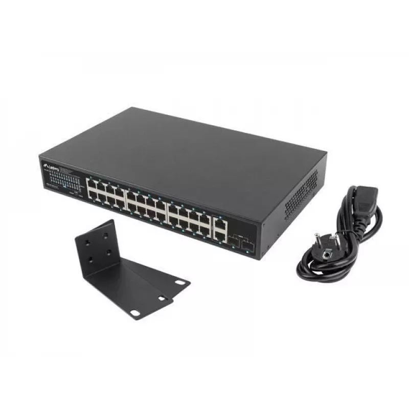 Hallitsematon kytkin Lanberg RSGE-24P-2GE-2S-250 24 porttia räkkiasennus