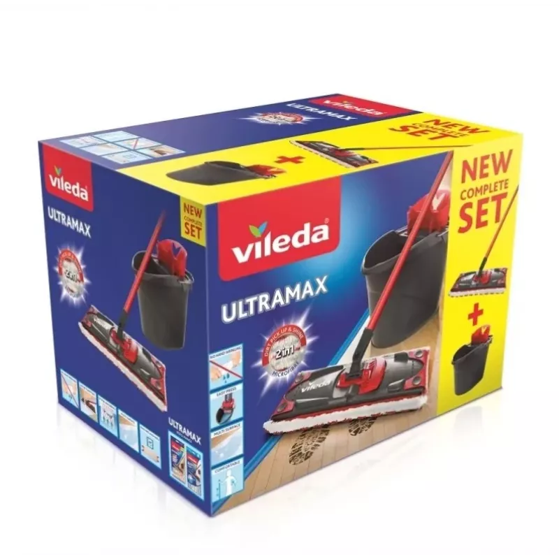 Vileda Ultramax täydellinen sarja lattiamoppi ja ämpäri, harmaa