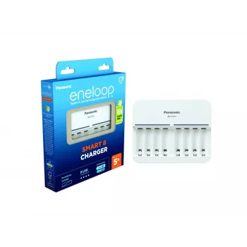 Sisälaturi Panasonic BQ-CC63 — lataa 8 AA/AAA, 100–240 V, valkoinen