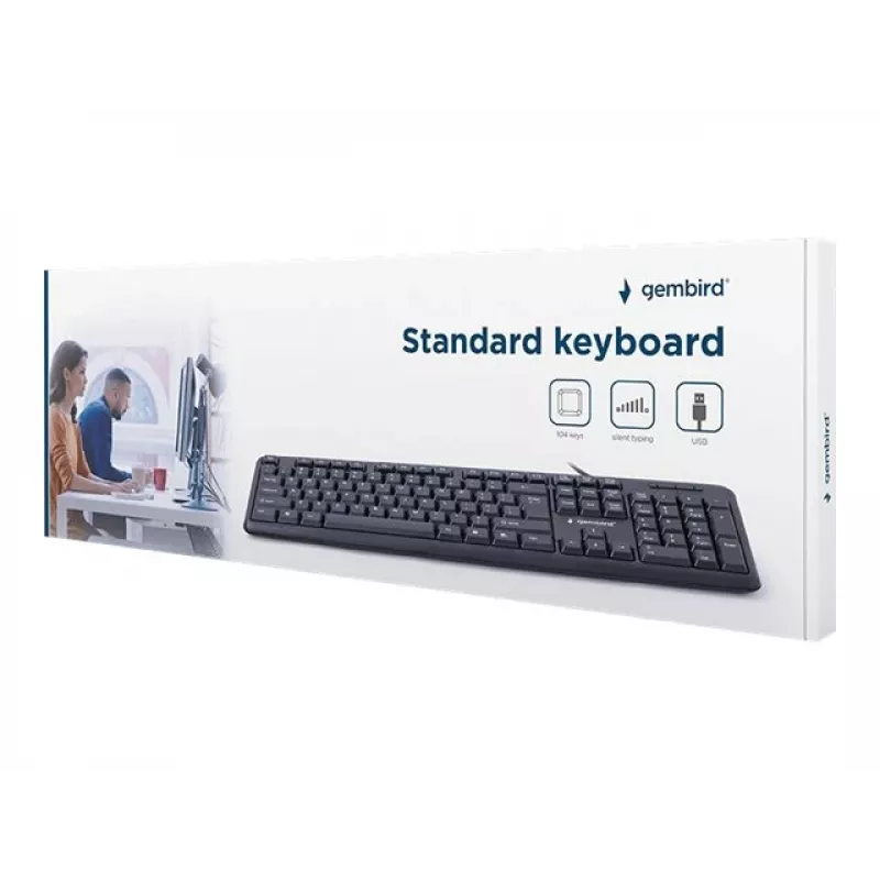 Näppäimistö Gembird KB-U-103-RU toimisto USB QWERTY englanti venäjä musta