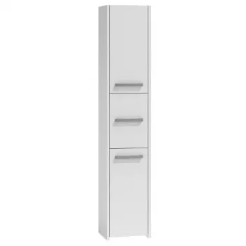 Kylpyhuoneen kaappi top e shop S33 BIEL – vapaasti seisova, valkoinen, 6 hyllyä, 300×300×1700 mm