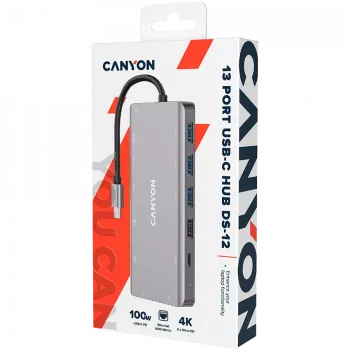 Canyon USB-13-in1 HUB USB-C 2xHDMI4xUSB2xUSB-CRJ45VGA vähittäismyynti