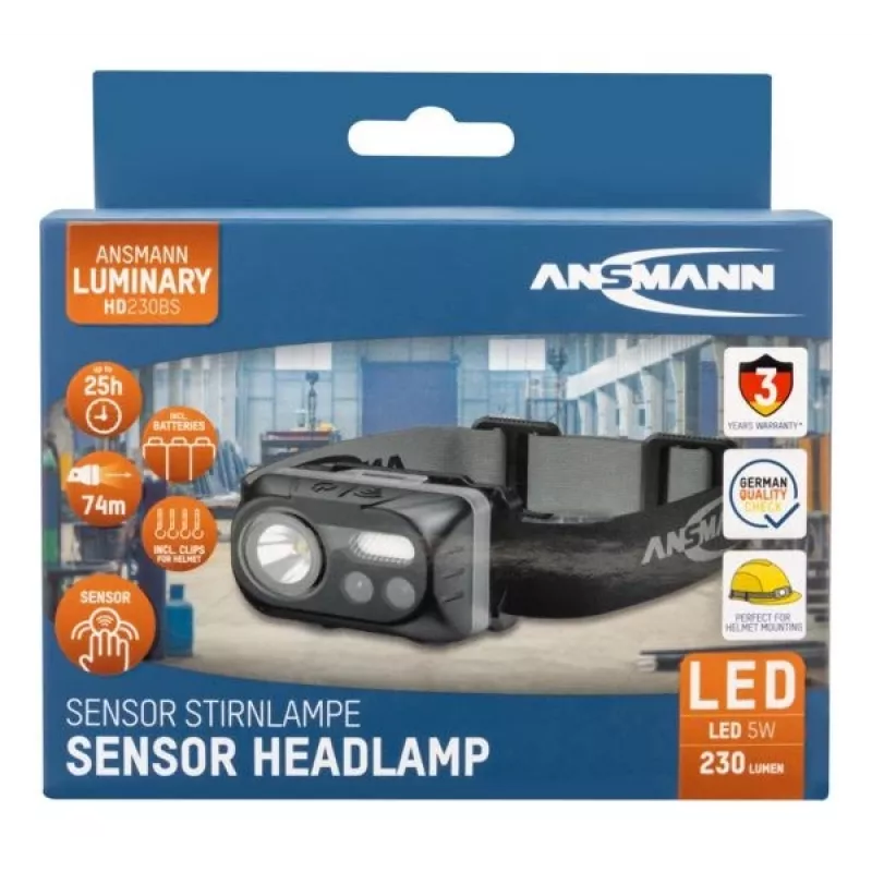 LED-otsalamppu ANSMANN ANS 1600-0386 — paristokäyttöinen, kompakti kädetön valaistus