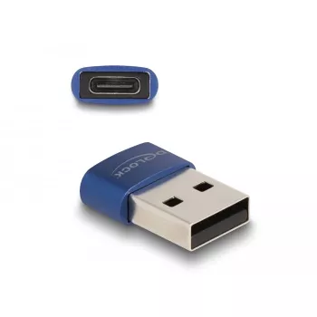 DeLOCK USB 2.0 sovitin USB Type-A uros USB Type-C naaras sininen