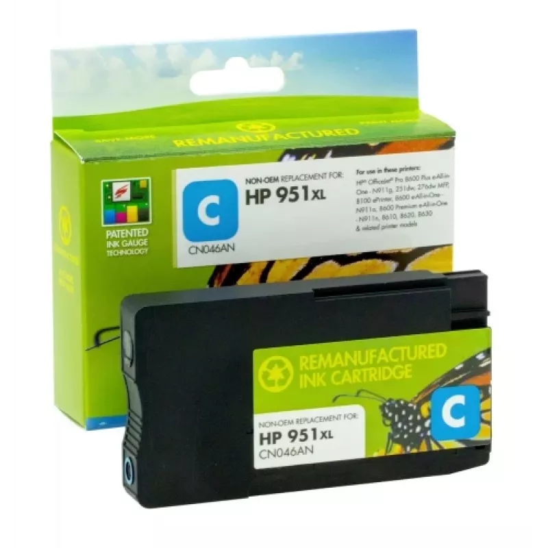 Yhteensopiva Static-Control Hewlett-Packard 951XL (CN046AE) uusi siru, syaani, 1500 sivua
