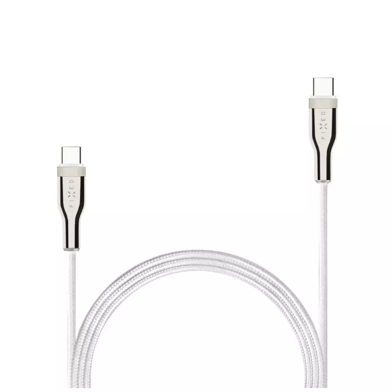 USB-punottu kaapeli FIXED FIXDB-CC12-WH 100W, valkoinen, kestävä punos, tiedonsiirto ja virransyöttö