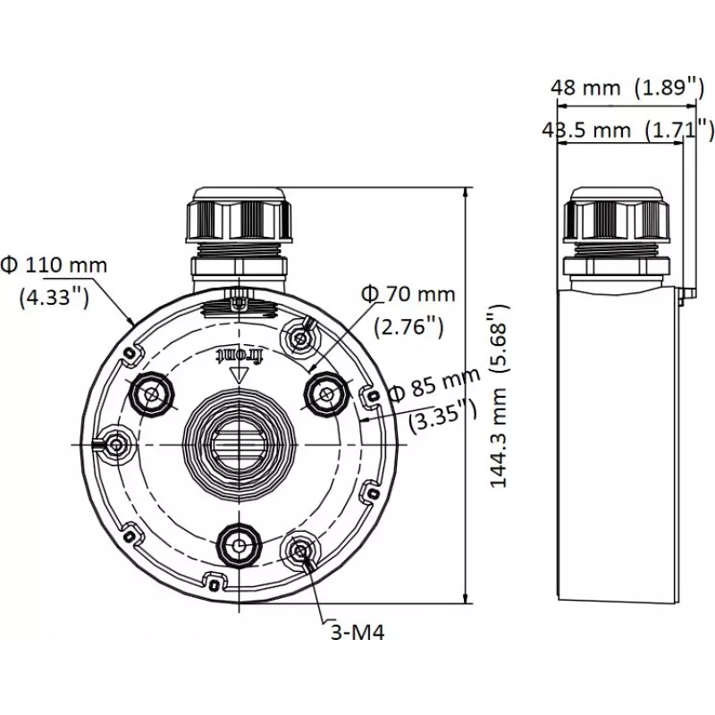 Hikvision DS-1280ZJ-TR13 liitäntärasia ulkokäyttöön musta hopea 1kg