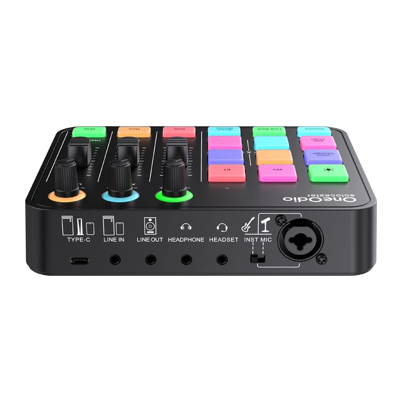 Audiomikseri ja USB-äänikortti OneOdio Solocaster – kompakti pöytäliitäntä striimaukseen ja tallennukseen