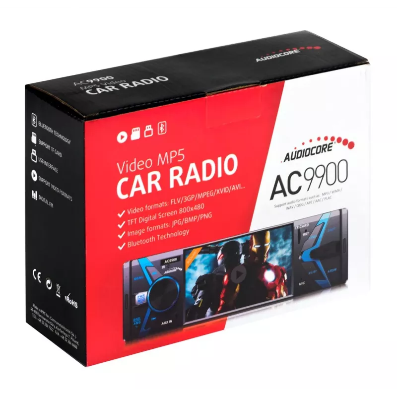 Audiocore AC9900 MP5 AVI DivX Bluetooth-handsfree-pääyksikkö + kaukosäädin