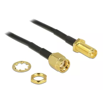 Koaksiaalikaapeli DeLOCK 88876 RP-SMA standardi 0,2 m musta