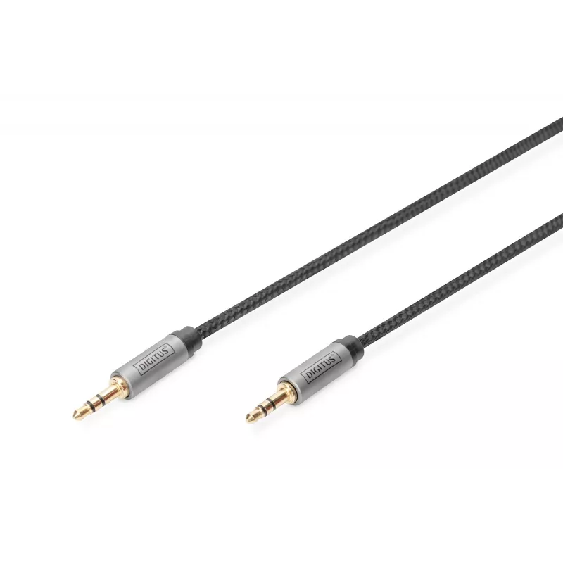 Digitus DB-510110-010-S äänikaapeli, 3,5 mm:n jakkiliitin – 3,5 mm:n jakkiliitin, uros/uros, 1 m, kaksinkertaisesti suojattu, musta