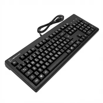 Mekaaninen näppäimistö LogicKeyboard XL-Print White on musta TITAN DE PC — saksalainen näppäimistöasettelu