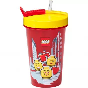 Muki pillillä Room Copenhagen LEGO Iconic Girl Bright Red 500 ml (punainen/keltainen)