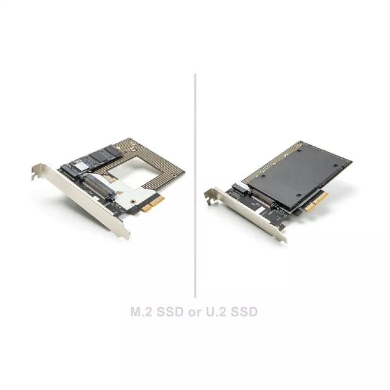 Sisäinen M.2- / U.2-sovitinkortti DELOCK 90854 — PCIe 4.0 (isäntä: PCIe, lähdöt: M.2 Key M 110 mm, U.2)