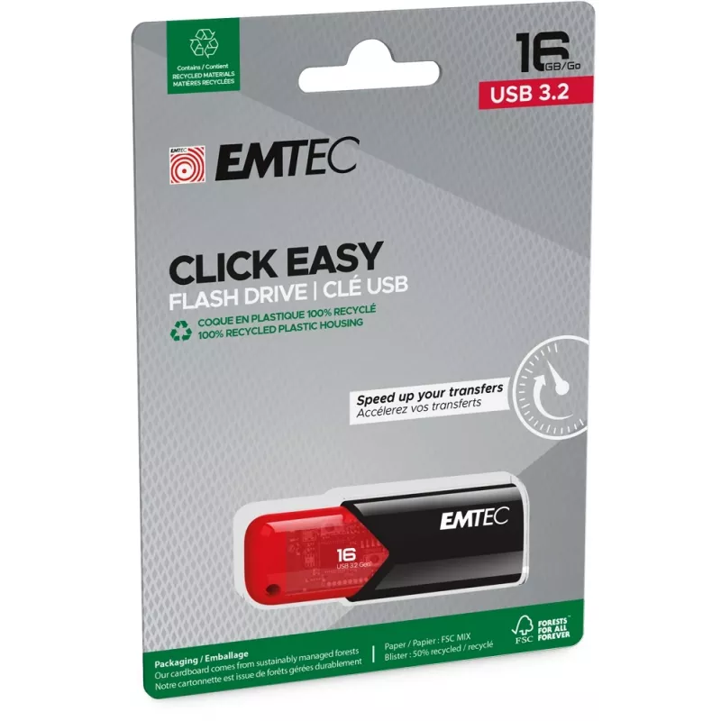 Emtec 16 GB USB-muistitikku USB Type-A 3.2 Gen 2 musta punainen