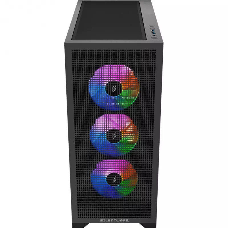 PC-kotelo Silentware Core 100 A-RGB musta — malli CORE100Schwarz, A-RGB-valaistus, Mid-Tower-kokoluokka