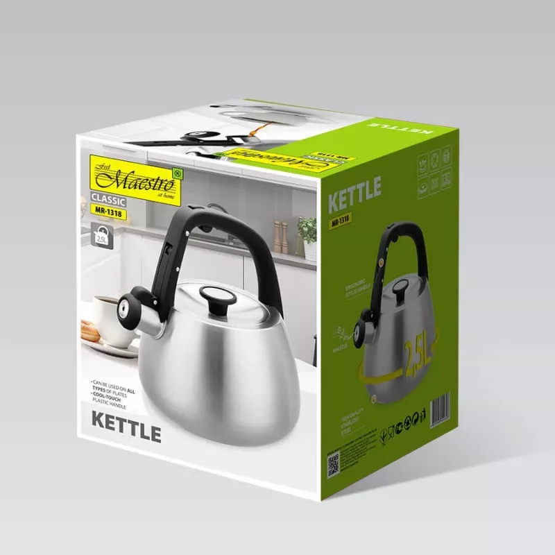 Maestro MR-1318 vedenkeitin liedelle 2,5 l, hopea, musta