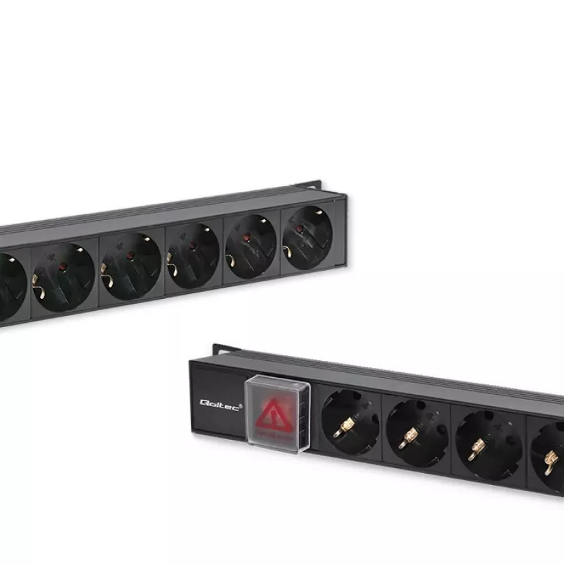 Qoltec alumiininen PDU RACKiin | 16A | 16 x Schuko | pystysuora | 1,8 m