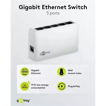 Goobay 5-porttinen Gigabit Ethernet verkkokytkin (64563)