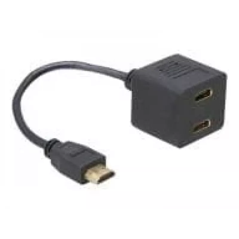 HDMI-sovitin DeLOCK 65056 0,2 m uros kahteen naarasliitäntään